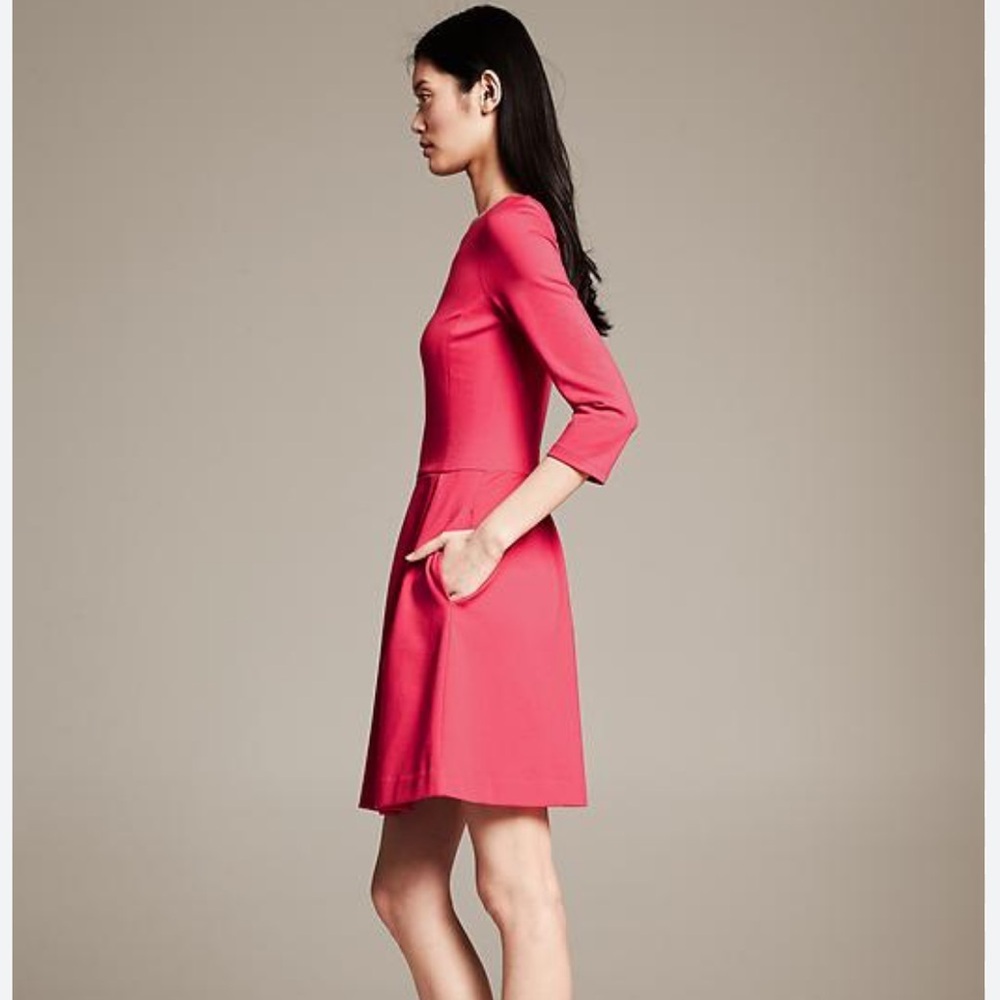 Banana Republic Ponte fitted dress in heart throb pink - Picture 3 of 10